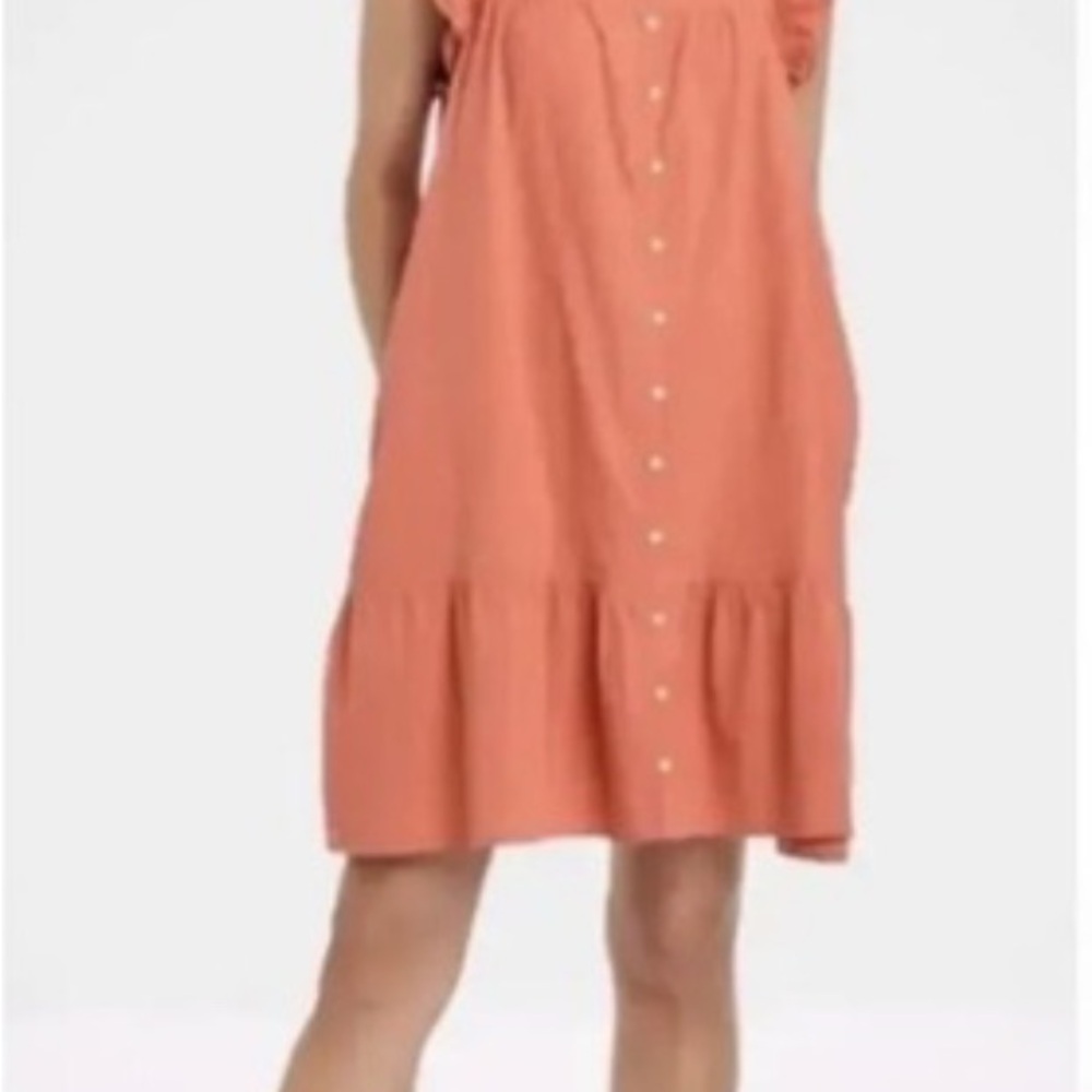 Universal Thread Asymmetrical Dress in Coral